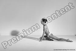 Nude Gymnastic poses Woman White Moving poses Slim long brown Dynamic poses Pinup